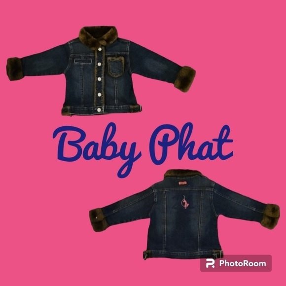 VTG BABY PHAT Girlz Denim Faux Fur Jacket 18-24 Month